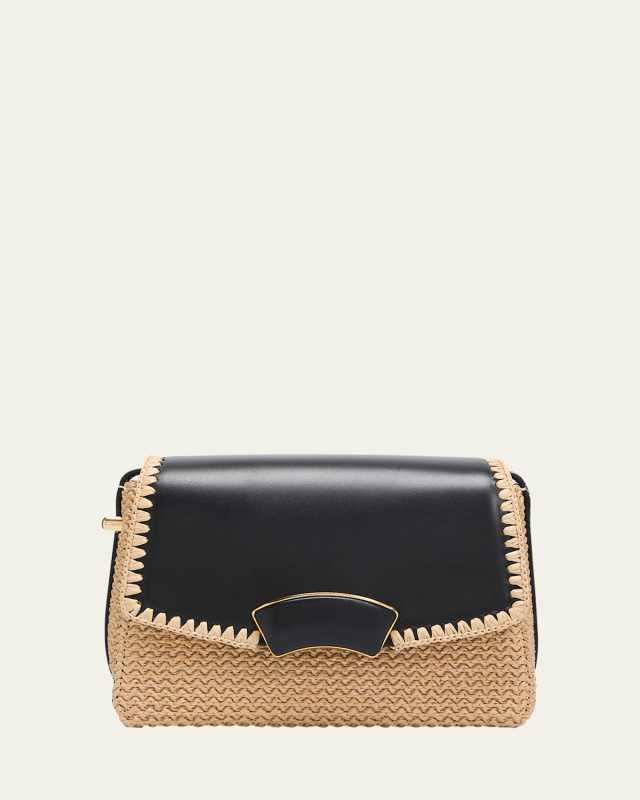 ID Flap Raffia Shoulder Bag